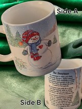 Coffee Mug Tea Vtg The Snowman Poem Story Origin By T Tilley 1997 Christian Rare - £17.61 GBP