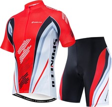 Sponeed Men&#39;S Padded Bike Pants And Shirts Set With A Bicycle Jersey. - £60.80 GBP