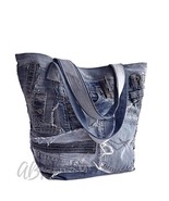 Oversized Upcycled Denim Tote Bag: Large Travel Beach Bag - $3,184.59 MXN