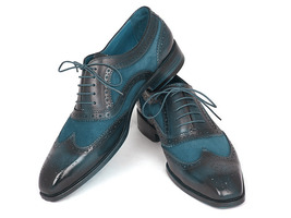 New Blue Black Party Wear Wing Tip BroguesToe Premium Leather Stylish Men Shoes  - £115.09 GBP