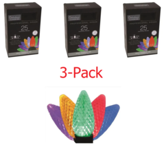 Christmas String Lights LED C9 25-ct 25&#39; ft Multicolor, Celebrations 3-PACK - $40.58