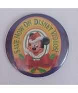 Vintage Save Now On Disney Videos Mickey Mouse Holiday Promo Button Pin - $11.46 CAD