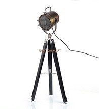 NAUTICALMART DESIGNER ANTIQUE BROWN TEAK WOOD TRIPOD FLOOR LAMP. - $126.42