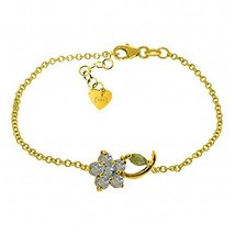 Galaxy Gold GG Single Flower Bracelet with Aquamarines and Peridots in 14k Yello - £417.17 GBP