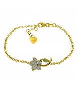 Galaxy Gold GG Single Flower Bracelet with Aquamarines and Peridots in 1... - $752.39