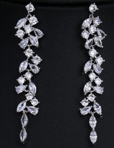 EMMAYA New Arrival Two color Leaves Female Carbic Zircon Long Earrings ColorJewe - £10.50 GBP