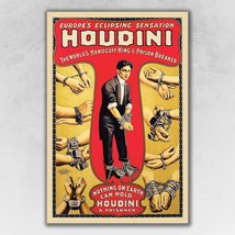 12&quot; X 18&quot; Houdini Handcuff King Vintage Magic Poster Wall Art - £29.39 GBP