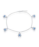 Sterling Silver Blue Inlay Opal Crab Anklet - $97.85
