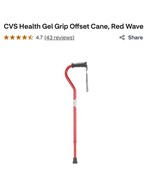 Red CVS Health Adjustable Height Gel Grip Cane with Offset Handle - $29.58