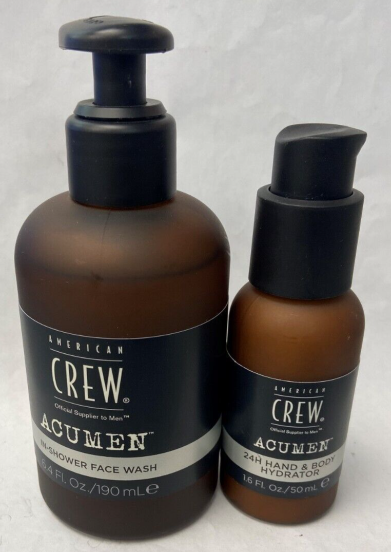 American Crew Acumen InShower Face Wash & 24H Hand & Body Hydrator*Twin Pack* Body Washes