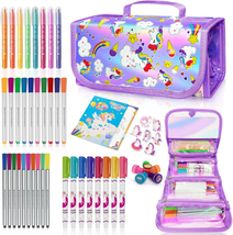 Washable Fruit Scented Markers Set with Unicorn Pencil Case Stickers Sta... - £34.03 GBP