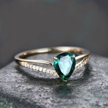 Natürlich Tropfen Schliff 4 Karat Smaragd Ring 925 Sterlingsilber Ring für Damen - £51.57 GBP