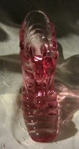 Fenton Swirl Pink Cat Head Extended Paws Glass Shoe - $24.65