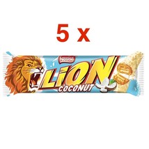 Lion Bar White Chocolate &amp; Coconut Bars 5pc. Made In Germany Free Shipping - £9.48 GBP