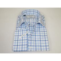 Men's Shirt Charles TYRWHITT Turkey 100% Cotton French Cuffs CHT-5 Blue Plaid image 3