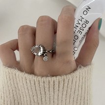 925 Stamp LOVE Engagement Rings New Fashion Vintage Punk Water Drop Geometric Pa - £9.81 GBP