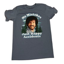 Bob Ross T-shirt No Mistakes Just Happy Accidents front hit slate blue s... - $10.96