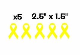 x5 Bladder / Bone Cancer Ribbon Yellow Pack Vinyl Decal Stickers 2.5&quot; x ... - £3.15 GBP