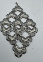 Pendant  Silver Tone Base Metal Diamond Shaped Fanned Sarah Coventry 4 x 3&quot; - $14.03