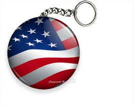 Usa United States Waving American Flag Patriotic New Keychain Keyfob Chain Ring - £11.01 GBP+