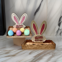 Easter Egg Holder Easter Decoration Easter Bunny Tray Happy Easter Sign - £11.98 GBP