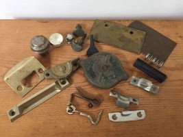 Mixed Lot Vtg Rusty Hardware Knobs Door Accessories Metal Plates Hooks L... - $24.99