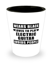 Electric Guitar Player Shot Glass - Wears Black Avoids People - 1.5 oz Ceramic  - £10.34 GBP