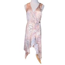 Forever 21 Wrap Dress Pink Gray Reptile Print V Neck Sleeveless Assymetrical Sm - $12.05