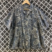 Batik Bay Hawaiian Shirt Mens Sz XL 100% Silk Blue Pineapples - £12.63 GBP