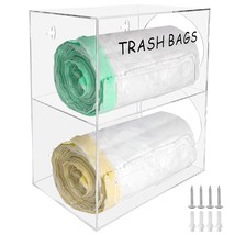 2 In 1 Large Trash Bag Dispenser Roll Holder, Durable Acrylic Garbage Bag Storag - £38.21 GBP