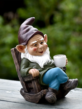 1Pc Gnome Dwarf Rocking Chair Ornament Resin Outdoor Garden Decoration  - £17.93 GBP
