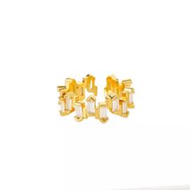 Gold Plated Cubic Zirconia Rings Adjustable Open Ring for Women Teens Gi... - £20.39 GBP