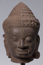 Ancien Khmer Style Marron Pierre Yaksha &amp; Yakshaswaroop Shiva Tête - 47cm/19 &quot; - $4,653.27