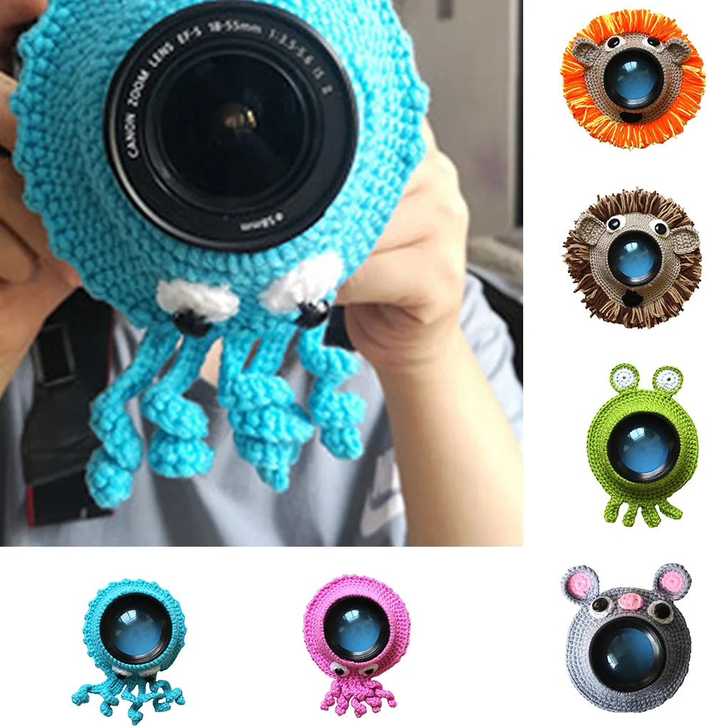 Handmade Knitted Camera Lens Decorative Ring Carton Design Baby Photo Prop - £11.53 GBP+