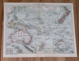 1900 Original Antique Map Of Australia Oc EAN Ia New Zealand German Colonies - £13.44 GBP