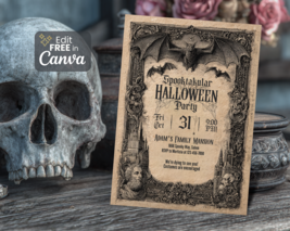 Editable Vintage Halloween Invitation, Halloween Party Invite, Gothic Ha... - €0,00 EUR