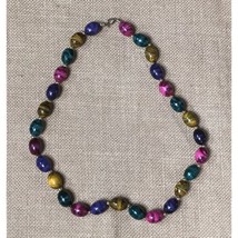 Colorful Marble Beaded Necklace Boho Free Spirit Eclectic - £11.61 GBP