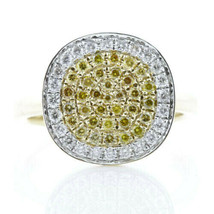 0.64ct Natural Fancy Yellow &amp; White Round Diamonds Engagement Ring 18K Gold Band - £1,597.18 GBP