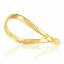10k Solid Yellow Gold Plain Simple Wavy Thumb Ring All Any Size Made in USA - £95.49 GBP