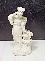 Chinese Blanc de Chine Figurine of Woman Flower Basket Bird 10.25&quot; - £72.80 GBP