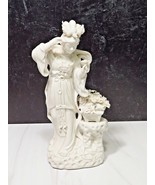 Chinese Blanc de Chine Figurine of Woman Flower Basket Bird 10.25&quot; - £71.55 GBP