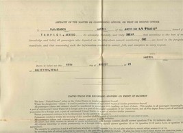 1921 S S Tamise Outward Bound Passenger Manifest Galveston to Tampico Me... - $24.75