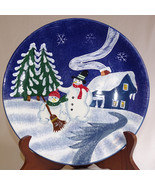 CHRISTMAS HOLIDAY HOME ACCENTS SNOWMAN DINNER SALAD PLATE EARTHENWARE RI... - $10.23