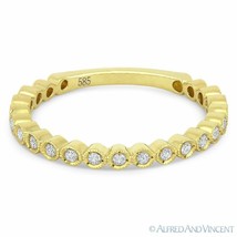0.15ct Round Cut Diamond Wedding Band 14k Yellow Gold Stackable Anniversary Ring - £448.21 GBP