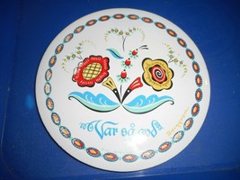 Vintage 1965 &quot;HELP YOURSELF&quot; Swedish Oval Trivet Ceramic Flowers Berggren/USED - £13.36 GBP