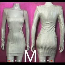 Sexy Gold Long Sleeve Bodycon Dress~Size M NWOT - £34.56 GBP