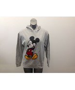 Disney Mickey Mouse Hoodie Women’s Medium Gray Graphic Long Sleeve Cotto... - $11.77