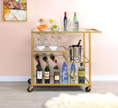 ACME Adamsen Serving Cart Champagne &amp; Mirror - £260.55 GBP