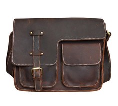 leather shoulder bag Leather school bag cowhide cross body bag - £79.18 GBP