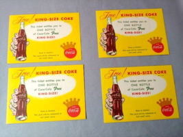 Free King Size Coke Coca Cola 1960s Coupon lot of 4 Advertising Promo - £11.13 GBP